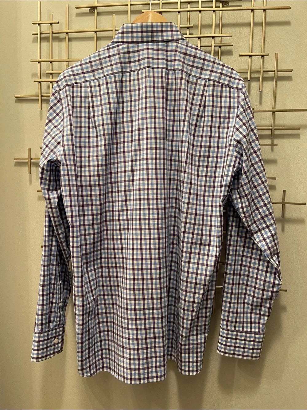 J. Crew Men's Multicolor Check Dress Shirt in Blue and Purple
